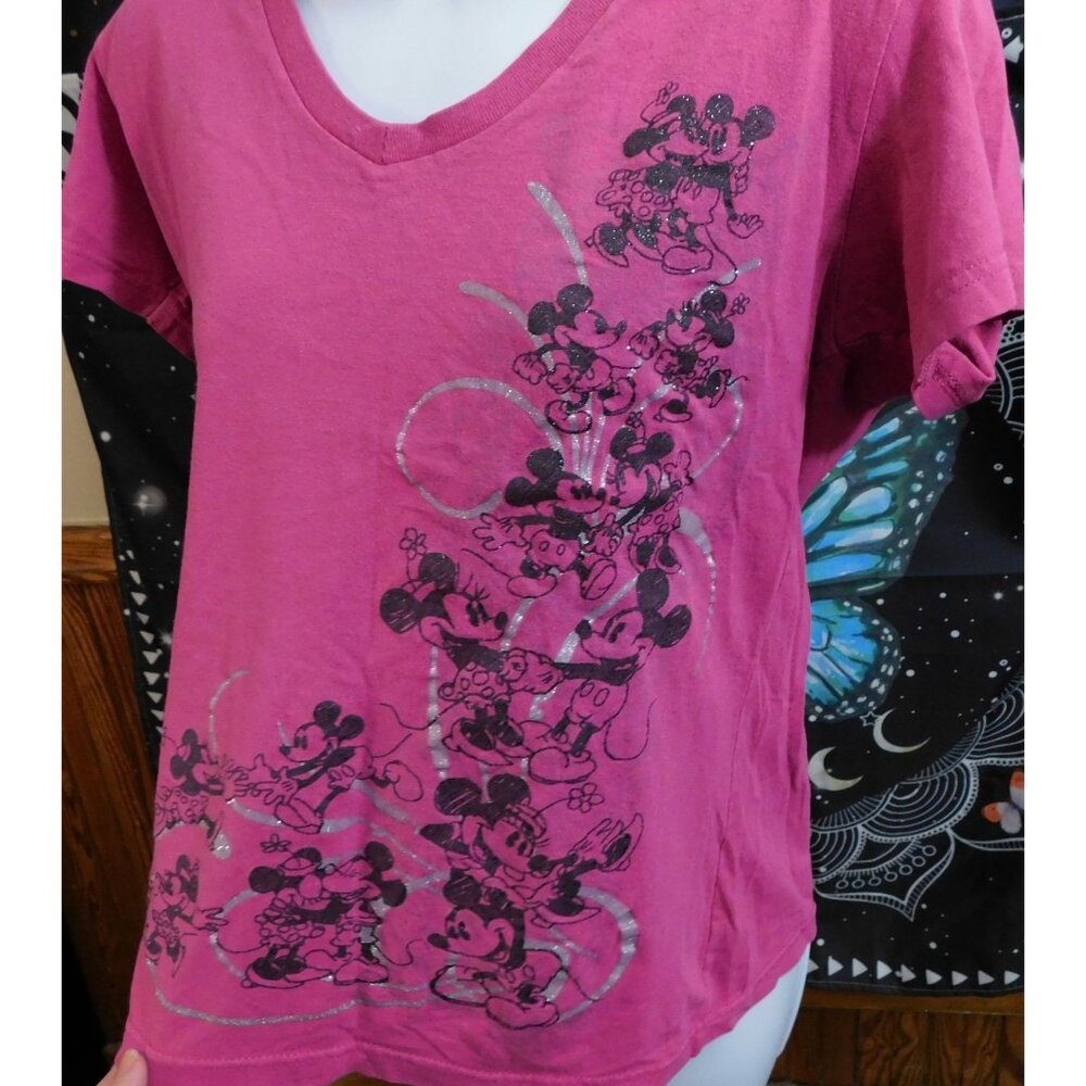 Disney Store Mickey And Minnie Glitter Scroll Tee